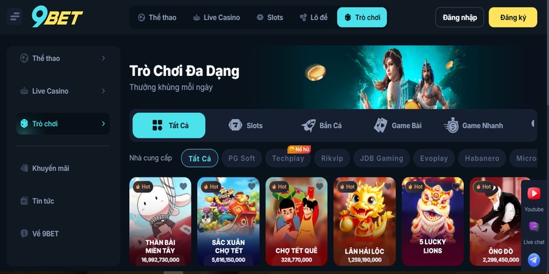 Kho trò chơi tràn ngập từ 9bet