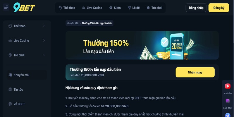 Xem kỹ những khuyến mãi do 9bet cung cấp